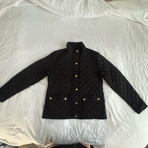 Black Quilted Jacket with Gold Accents